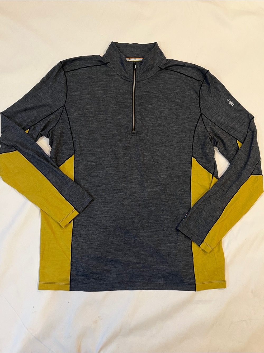 Smartwool Men's Quarter-Zip Wool Layer - Charcoal & Mustard XL